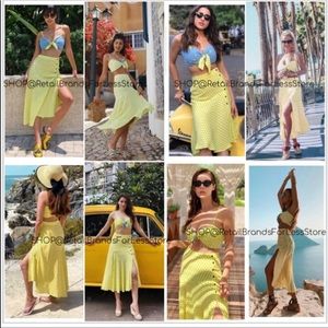 Zara Yellow Polka Dot Midi Skirt & top set